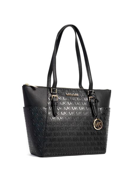 michael kors embossed black tote|Michael Kors large black tote.